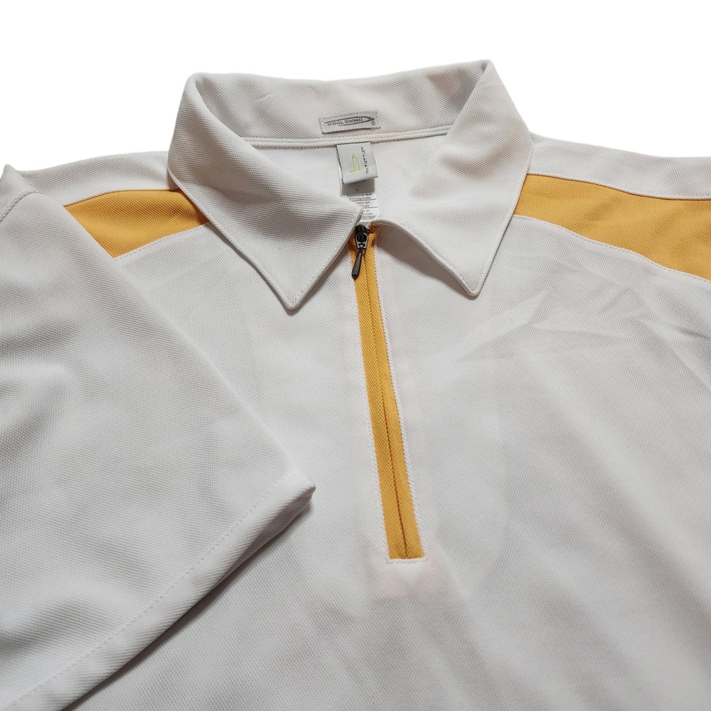 Page & Tuttle‎ CoolSwing Golf Polo Solid White Yellow Shoulder Accent Women's L